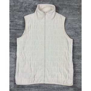 Jane Ashley Vest Womens PM Ivory Fleece Zip Up Pockets Soft